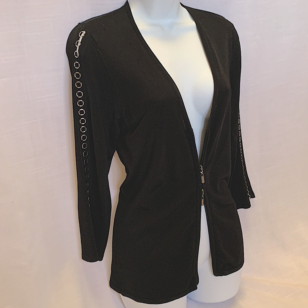 Double zip cardigan with great hardware details!